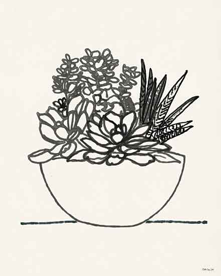 Stellar Design Studio SDS435 - SDS435 - Succulent Basket I - 12x16 Succulents, Basket, Black & White, Sketch from Penny Lane