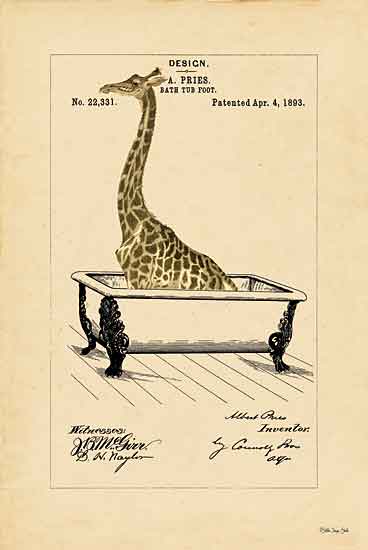 Stellar Design Studio SDS452 - SDS452 - Giraffe in Tub - 12x18 Signs, Typography, Giraffe, Bathtub from Penny Lane