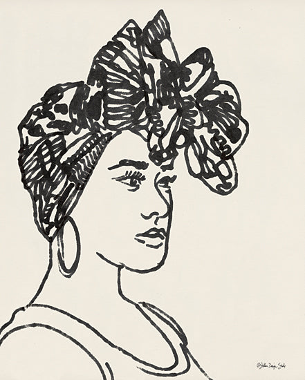 Stellar Design Studio SDS722 - SDS722 - Head Wrap Line Study - 12x16 Woman, Head Wrap, Line Study, Black & White, Figurative, Ethic from Penny Lane