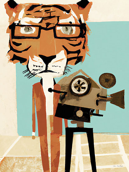 Seven Trees Design ST1043 - ST1043 - Tiger Movie Director - 12x16 Abstract, Whimsical, Tiger, Bengal Tiger, Glasses, Movie Projector, Movie Director from Penny Lane