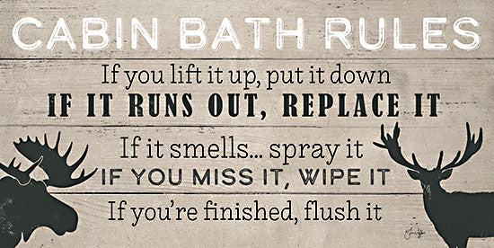 Yass Naffas Designs YND179 - YND179 - Cabin Bath Rules - 18x9 Bath, Bathroom, Cabin Bath Rules, Typography, Signs, Textual Art, Lodge, Moose, Deer, Rules, Wood Background from Penny Lane