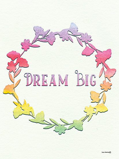 Yass Naffas Designs YND440 - YND440 - Dream Big - 12x16 Tween, Inspirational, Wreath, Dream Big, Typography, Signs, Textual Art, Rainbow Colors, Flowers from Penny Lane