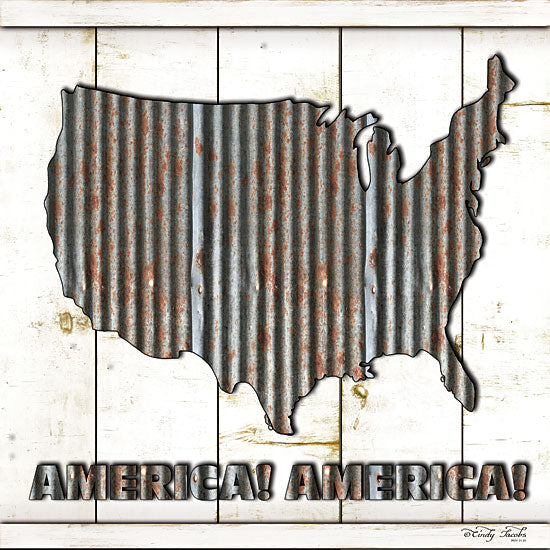 Cindy Jacobs CIN1054 - America - Galvanized Metal, USA, America, Silhouette, Shiplap, Wood Planks from Penny Lane Publishing