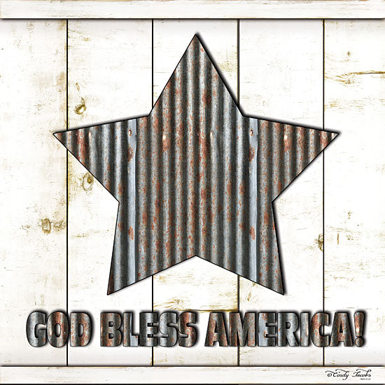 Cindy Jacobs CIN1056 - God Bless America - Galvanized Metal, Star, God Bless America, Shiplap, Wood Planks from Penny Lane Publishing