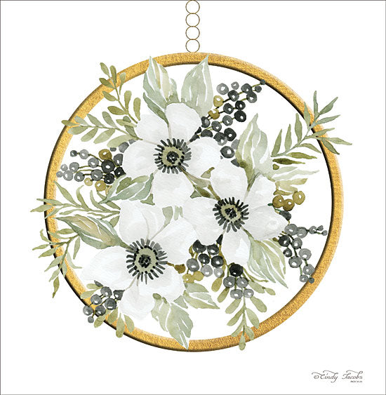 Cindy Jacobs CIN1550 - Geometric Circle Muted Floral - 12x12 Geometric Circle, Flowers, Greenery from Penny Lane