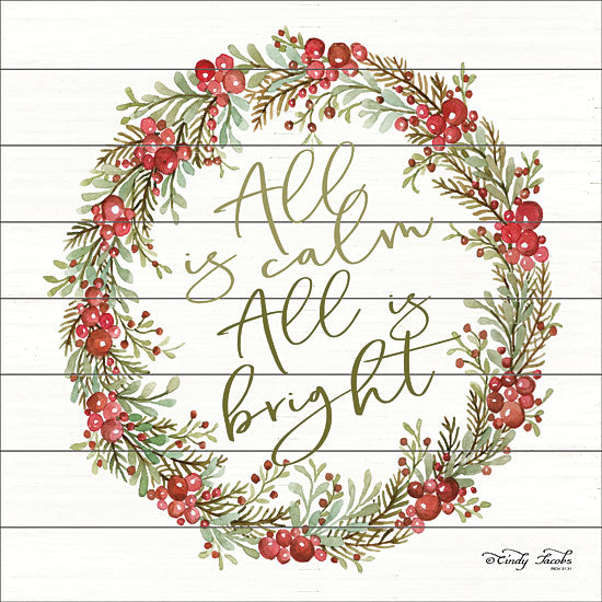 Cindy Jacobs CIN1632 - CIN1632 - All is Calm Berry Wreath - 12x12 All is Calm Berry Wreath, Berries, Greenery, Wreath, Holidays from Penny Lane