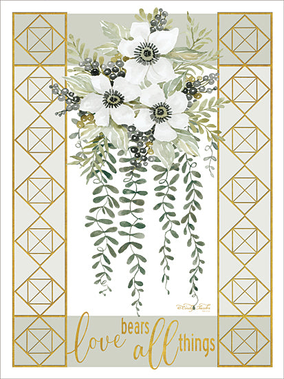 Cindy Jacobs CIN1651 - CIN1651 - Love Bears All Things - 12x16 Love Bears All Things, Modern, Flowers, White Flowers, Geometric, Greenery from Penny Lane