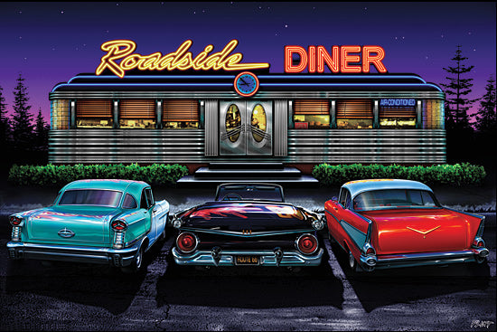 JG Studios JGS139 - JGS139 - Roadside Diner - 18x12 Photography, Neon, Diner, 1950s, Nostalgia, Cars from Penny Lane