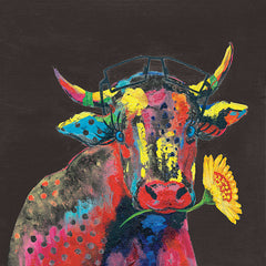 JGS141 - Cow in Dark Gary - 12x12