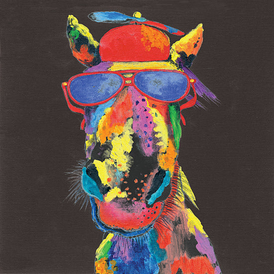 JG Studios JGS145 - JGS145 - Horse in Dark Gray - 12x12 Abstract, Horse, Glasses, Humorous, Rainbow Colors from Penny Lane