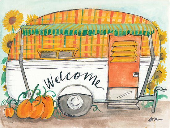 Jessica Mingo JM277 - JM277 - Fall Camper - 16x12 Camper, Pumpkin, Sunflowers, Signs, Calligraphy, Welcome from Penny Lane