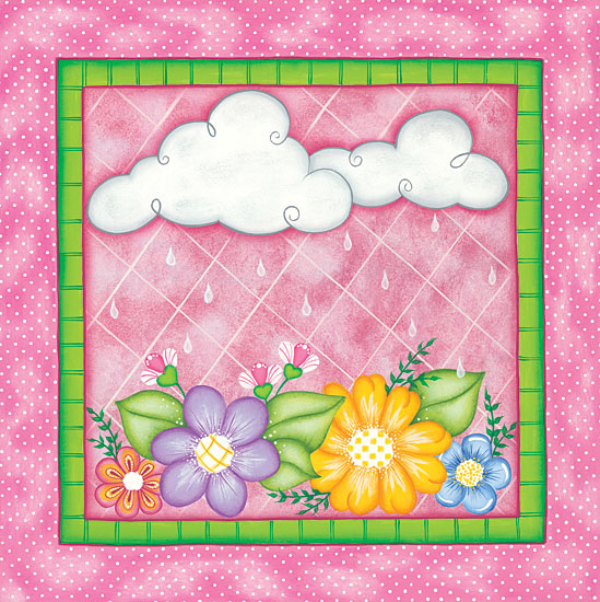 Lisa Kennedy KEN1005 - Clouds & Flowers Clouds, Rain, Weather, Flowers, Babies, Kid's Art, Triptych from Penny Lane