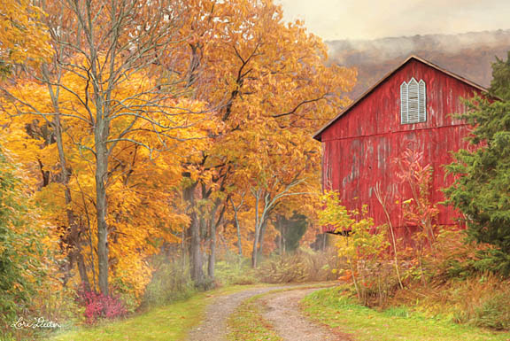 Lori Deiter LD1181 - Hidden Barn - Barn, Autumn, Driveway, Trees from Penny Lane Publishing