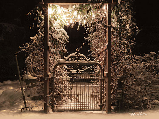 Lori Deiter LD1684GP - Snowy Garden Gate Garden Gate, Gate, Snow, Winter, Lights, Photography from Penny Lane