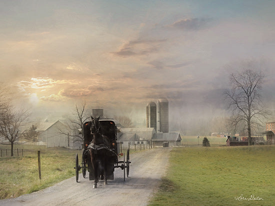 Lori Deiter LD1755 - LD1755 - Morning Exercise - 16x12 Amish, Farm Life, Barn, Photography, Street, Horse and Buggy from Penny Lane
