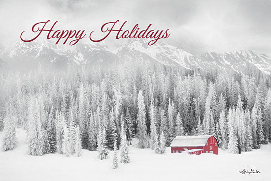 Lori Deiter LD1837 - LD1837 - Rocky Mountains Snow Storm with Barn  - 18x12 Signs, Typography, Photography, Happy Holidays, Barn, Trees, Mountains, from Penny Lane