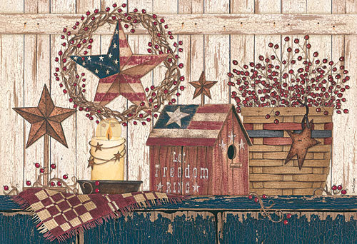 Linda Spivey LS1676 - Let Freedom Ring - Birdhouse, Basket, Berries, Wreath, Barn Stars, Wood Planks from Penny Lane Publishing