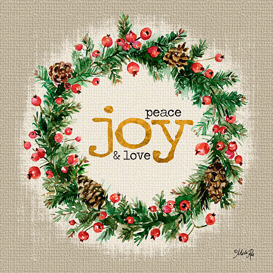 Marla Rae MA2170GP - Peace, Joy, & Love - Holidays, Signs, Joy, Wreath, Berries from Penny Lane Publishing