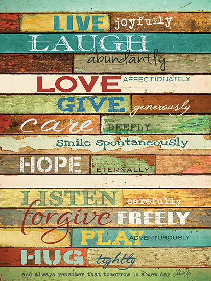 Marla Rae MA991 - Live Joyfully - Live, Laugh, Love, Wood Planks, Motivating from Penny Lane Publishing