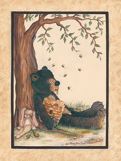 Mary Ann June MARY518 - Nap Time Bear, Bear Cub, Bees, Honey, Honeycomb, Baby from Penny Lane