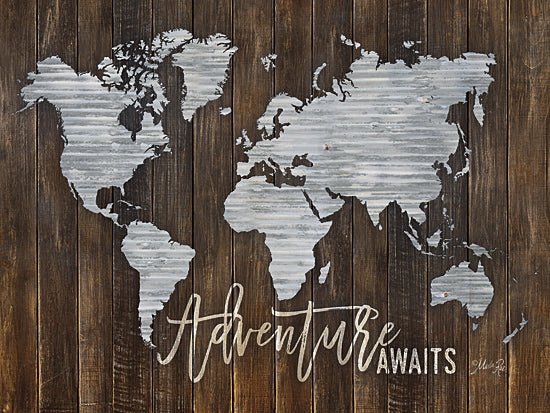 Marla Rae MAZ5028GP - Adventure Awaits Metal Map - Adventure, Galvanized Metal, World Map, Continents from Penny Lane Publishing