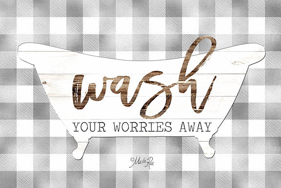 Marla Rae MAZ5182 - Wash Your Worries Away - Bath, Wash, Bathtub, Plaid from Penny Lane Publishing