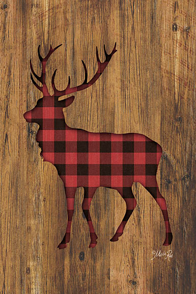 Marla Rae MAZ5198 - Buffalo Plaid Deer - Deer, Plaid, Silhouette, Wood from Penny Lane Publishing