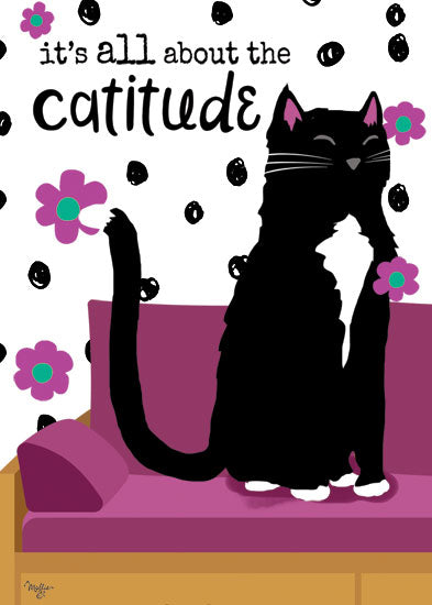 Mollie B. MOL1944 - It's All About the Cattitude - 12x16 Cat, Humorous, Cattitude, Couch, Hearts, Signs from Penny Lane