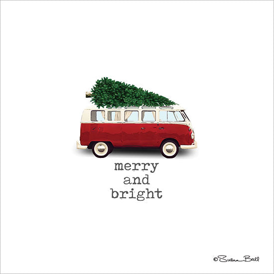 Susan Ball SB574 - Merry And Bright Christmas Holiday, Christmas Tree, Van, Vintage, Merry , Bright from Penny Lane